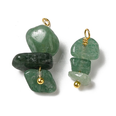 Natural Green Aventurine Pendants KK-P242-31G-04-1