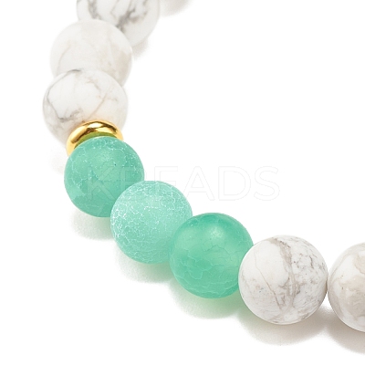 Natural Weathered Agate(Dyed) & Howlite Round Beaded Stretch Bracelet BJEW-JB08087-04-1