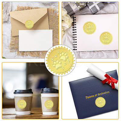 12 Sheets Self Adhesive Gold Foil Embossed Stickers DIY-WH0451-037-1