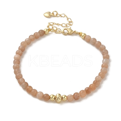 4mm Round Natural Sunstone Beaded Bracelets BJEW-P318-03G-05-1