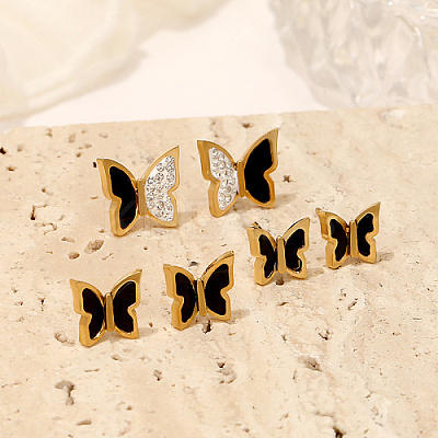 3 Pairs 3 Style 304 Stainless Steel Ear Studs QZ7453-3-1