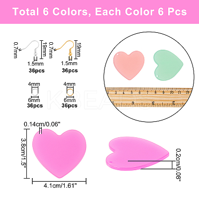 36Pcs 6 Colors Cellulose Acetate(Resin) Pendants DIY-NB0005-36-1