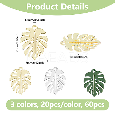 60Pcs 3 Colors Baking Paint Alloy Pendants ENAM-DC0001-79-1