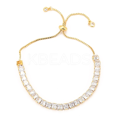 Adjustable Brass Micro Pave Cubic Zirconia Tennis Bracelets BJEW-F416-04G-1