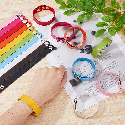 30Pcs 10 Colors Imitation Leather Simple Plain Cord Bracelets Set BJEW-DC0001-05-1