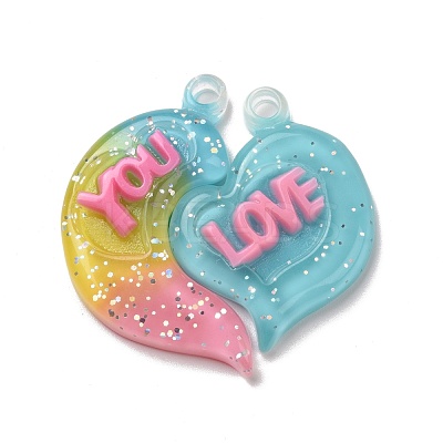 Gradient Color Translucent Resin Pendants RESI-G048-01F-1