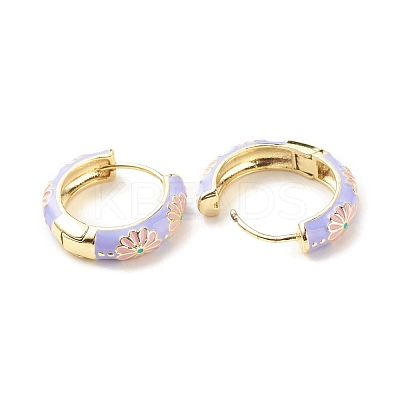 Daisy Flower Enamel Hoop Earrings EJEW-G290-01G-B-1
