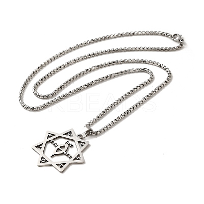 Non-Tarnish Heptagram Star Pendant Necklaces NJEW-C044-05P-1
