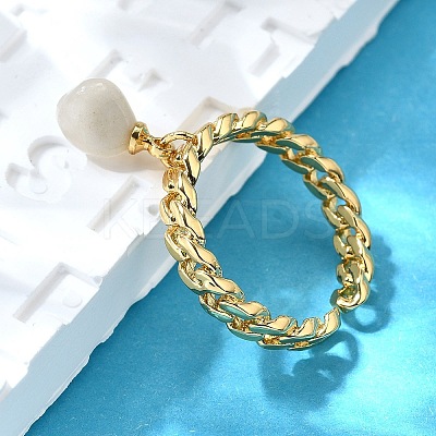 Brass Curb Chain Cuff Rings for Women RJEW-Z085-04G-1