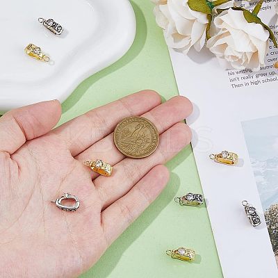 8pcs 2 Colors Brass Micro Pave Cubic Zirconia Donut Bails KK-HS0001-03-1