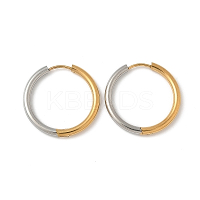 304 Stainless Steel Two Tone Hoop Earrings EJEW-P313-02F-G-1