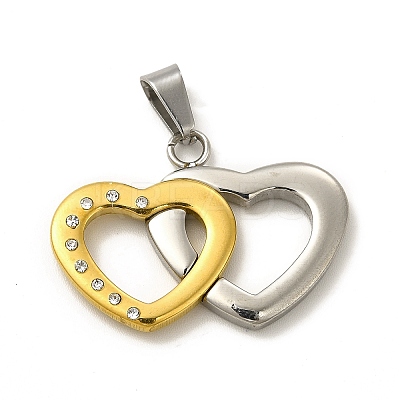 Crystal Rhinestone Double Heart Pendants STAS-A073-19-1
