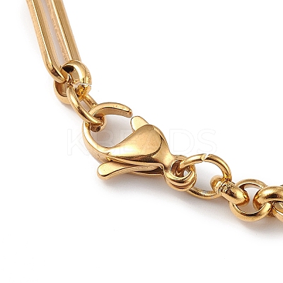 Ion Plating(IP) 304 Stainless Steel Figaro Chain Bracelet for Women BJEW-G669-21G-1