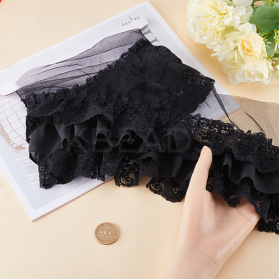 2 Yards 3 Layer Pleated Chiffon Lace Trim OCOR-GF0003-32-1