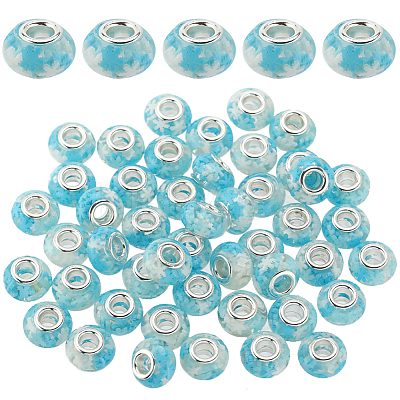 50Pcs Transparent Resin European Rondelle Beads RPDL-SC0001-09C-1