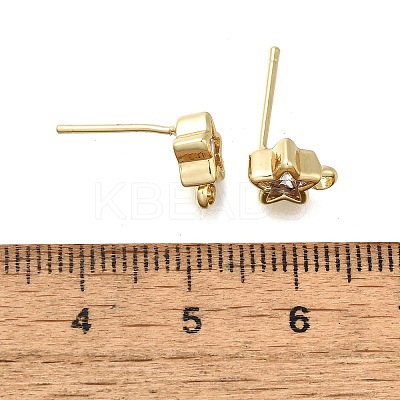 Brass with Cubic Zirconia Stud Earring Finding KK-Q048-16G-1