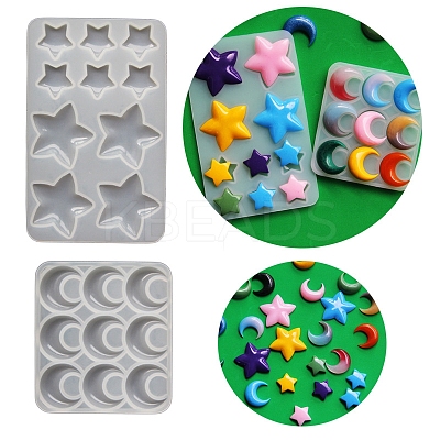 Star & Moon Cabochon Food Grade Silicone Molds PW-WG69329-01-1
