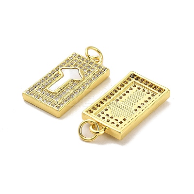 Brass Micro Pave Clear Cubic Zirconia Pendants KK-K365-10C-G-1