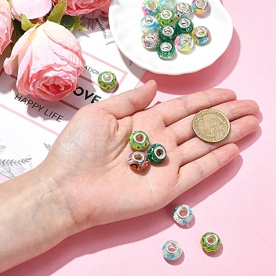 20Pcs 5 Colors Transparent Resin European Rondelle Beads RPDL-YW0001-13A-1