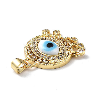 Lampwork Evil Eye Pendants with Colorful Cubic Zirconia ZIRC-L102-14G-02-1