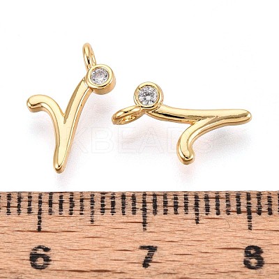 Brass Micro Pave Cubic Zirconia Charms KK-N263-97G-R-1