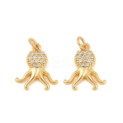 Brass Micro Pave Cubic Zirconia Charms KK-F927-08B-G-1