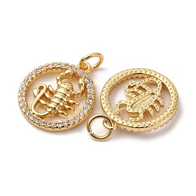 Brass Micro Pave Cubic Zirconia Pendants KK-P308-58G-1