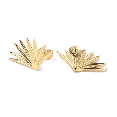 Ion Plating(IP) 304 Stainless Steel Grass Stud Earrings for Women EJEW-F300-04G-1