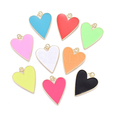 Brass Enamel Pendants KK-M205-13G-1