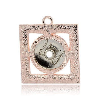 Champagne Gold Tone Alloy Rhinestone Brass Snap Pendant Making MAK-J007-68CG-1