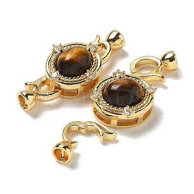 Brass Micro Pave Clear Cubic Zirconi Fold Over Clasps KK-R210-29G-1