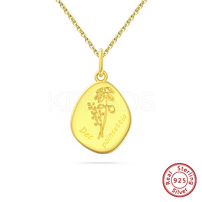 Birth Flower Style 925 Sterling Silver Pendant Necklaces STER-M116-05J-G-1