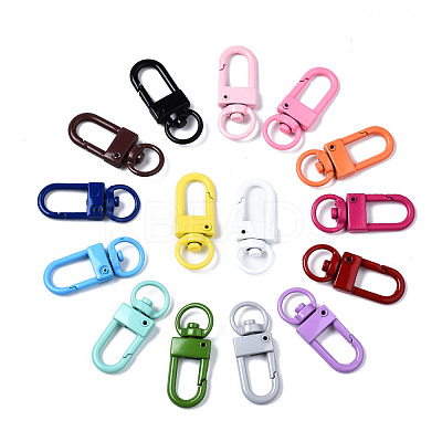 Spray Painted Eco-Friendly Alloy Swivel Snap Hooks Clasps PALLOY-T080-02-NR-1