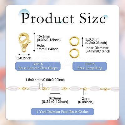 DIY Plastic Pearl Oval Beaded Brass Link Chain Bracelet Necklace Making Kits DIY-TA0009-62-1