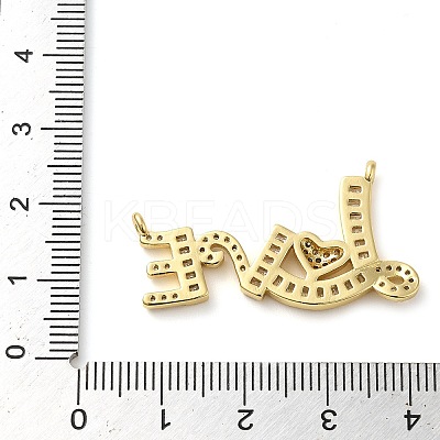 Valentine's Day Rack Plating Brass Micro Pave Clear Cubic Zirconia Pendants KK-C047-13G-1