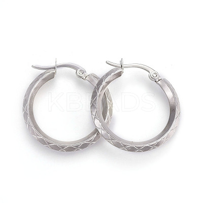 Tarnish Resistant 304 Stainless Steel Hoop Earrings EJEW-L215-38P-1