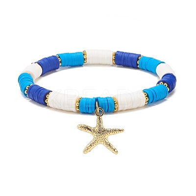 4Pcs 4 Style Handmade Polymer Clay Heishi Surfer Stretch Bracelets Set BJEW-JB08638-1