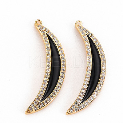 Brass Micro Pave Clear Cubic Zirconia Pendants KK-S356-287-NF-1