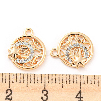Brass Micro Pave Cubic Zirconia Charms KK-E090-37G-1