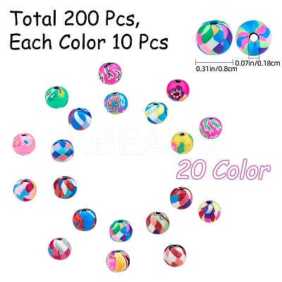 200Pcs 20 Colors Handmade Polymer Clay Beads CLAY-SZ0001-96-1