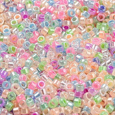 Electroplate Transparent Glass Seed Beads SEED-S042-16A-09-1