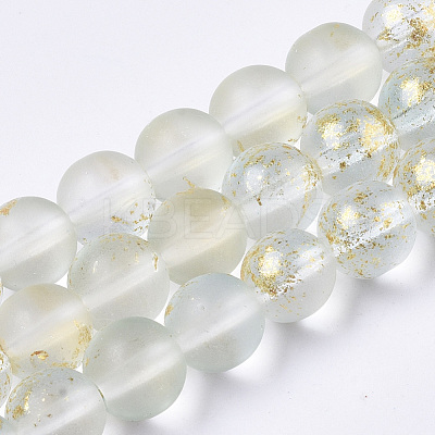 Frosted Spray Painted Glass Beads Strands GLAA-N035-03C-C09-1