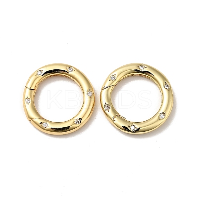 Brass Pave Clear Cubic Zirconia Spring Gate Rings KK-J301-15G-1