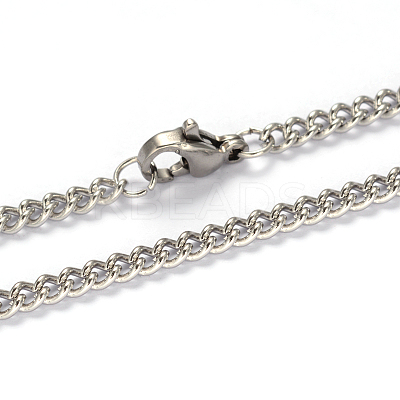 Tarnish Resistant 304 Stainless Steel Twisted Chain Curb Chain Necklaces NJEW-L416-04P-1