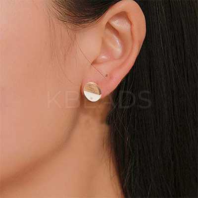 10Pairs 10 Colors Opaque Resin & Walnut Wood Stud Earring Findings MAK-CJ0001-11-1