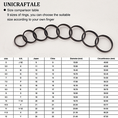 8Pcs 8 Size 304 Stainless Steel Simple Plain Band Finger Rings for Women RJEW-UN0001-20-1