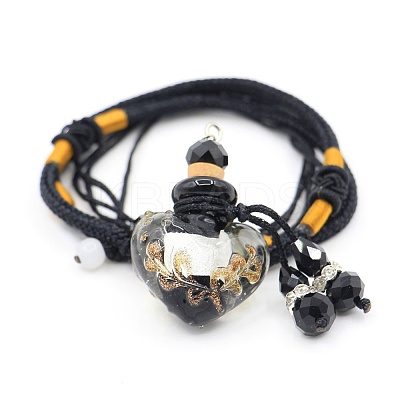 Baroque Style Heart Handmade Lampwork Perfume Essence Bottle Pendant Necklace PW-WG42346-04-1