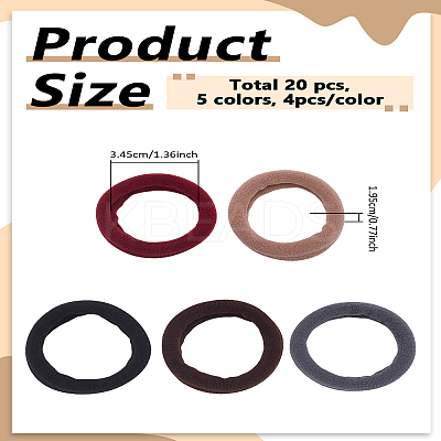 20Pcs 5 Colors Cloth Elastic Fiber Hair Ties for Women OHAR-LP0004-11-1