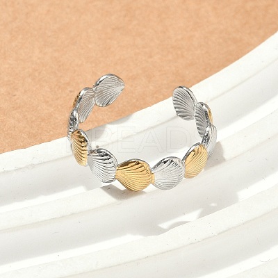 304 Stainless Steel Double Color Cuff Rings RJEW-S635-01GP-C-1