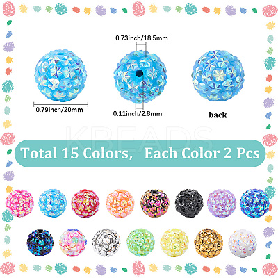 30Pcs 15 Colors Opaque Acrylic Beads OACR-SC0002-14-1